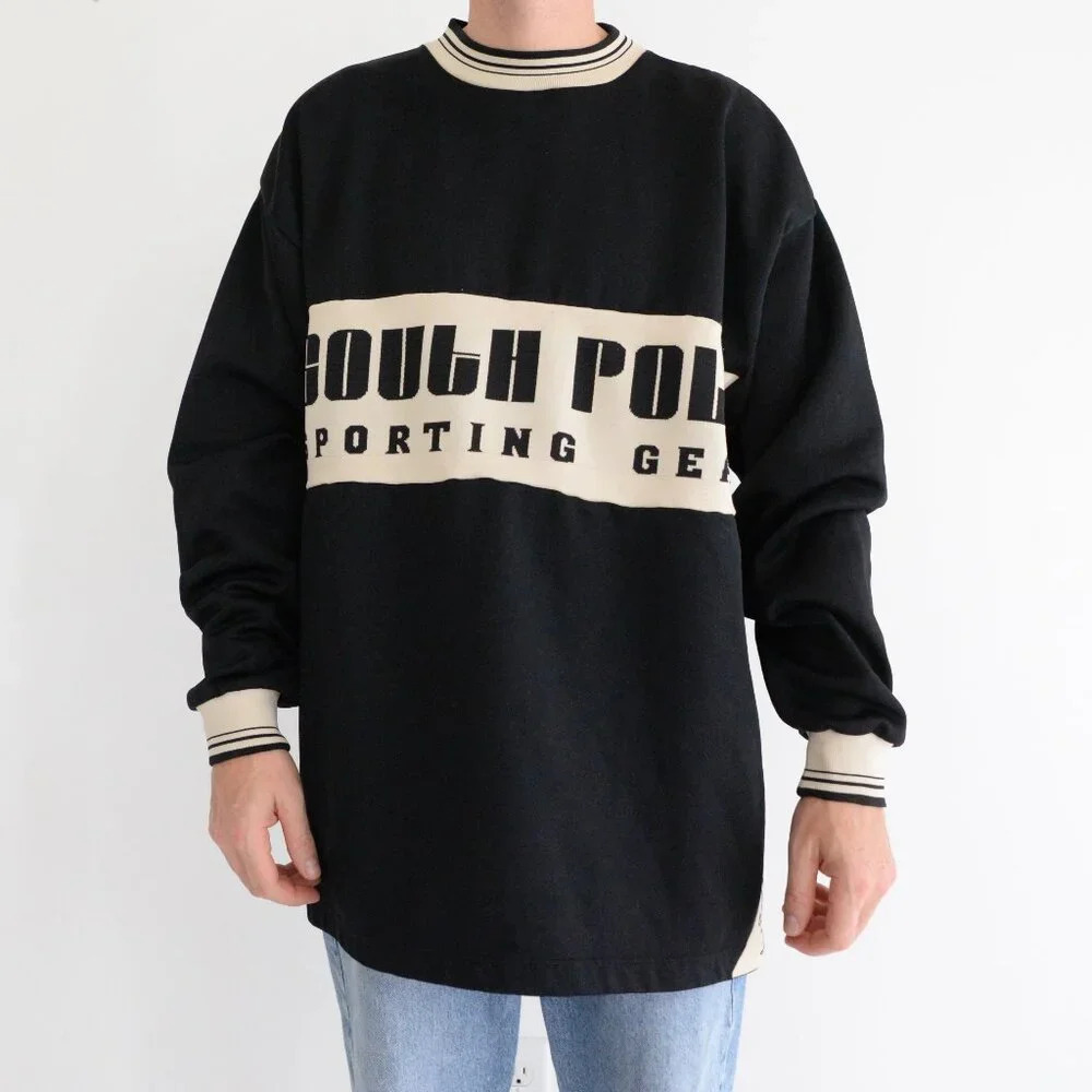 '95 South Pole Sporting Gear Antartica Expedition Team Black Crew Neck Sweater